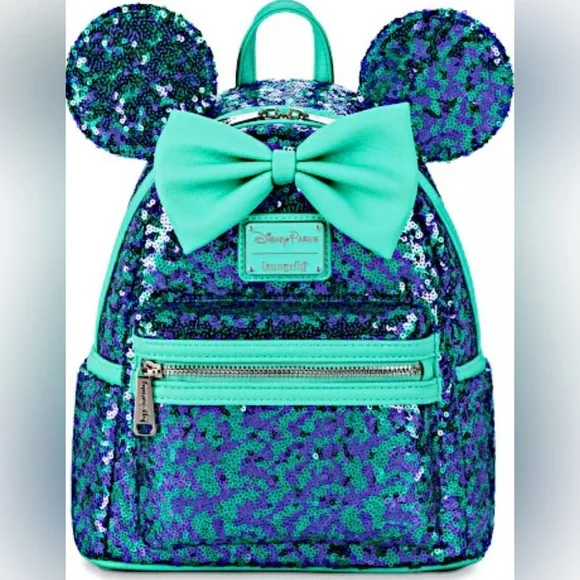 Disney Teal Parks Patterned Mini Backpack NEW 2021 Disney Parks Mickey Minnie Snacks Teal Loungefly  main image 2